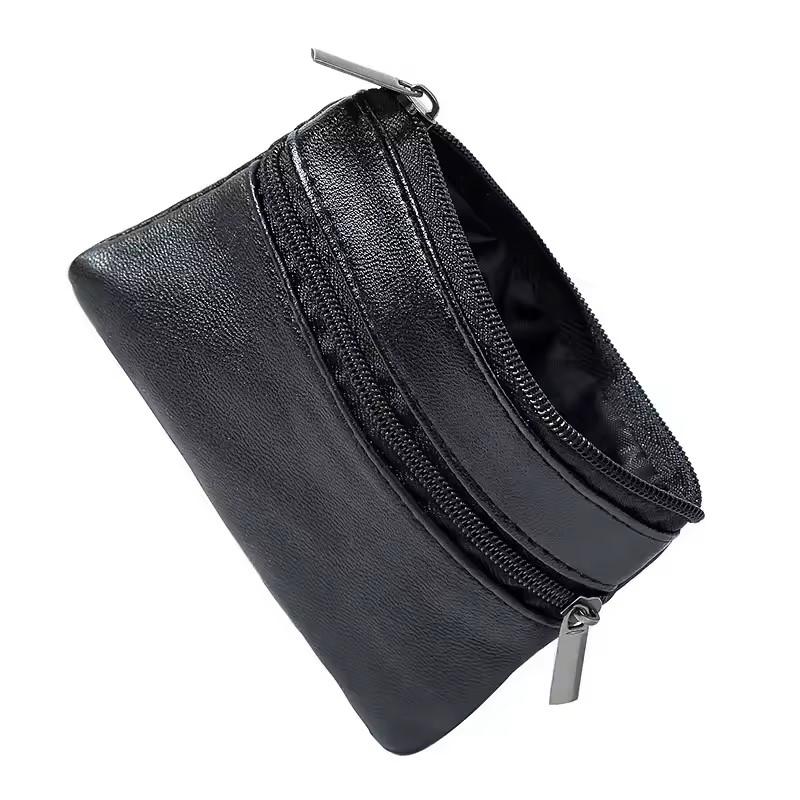 Mini Leather Coin Purse Small Zipper Wallet for Men & Women Key Holder Change Pouch PU Fabric 7.5cm x 10.5cm, Cool Mini Stuff