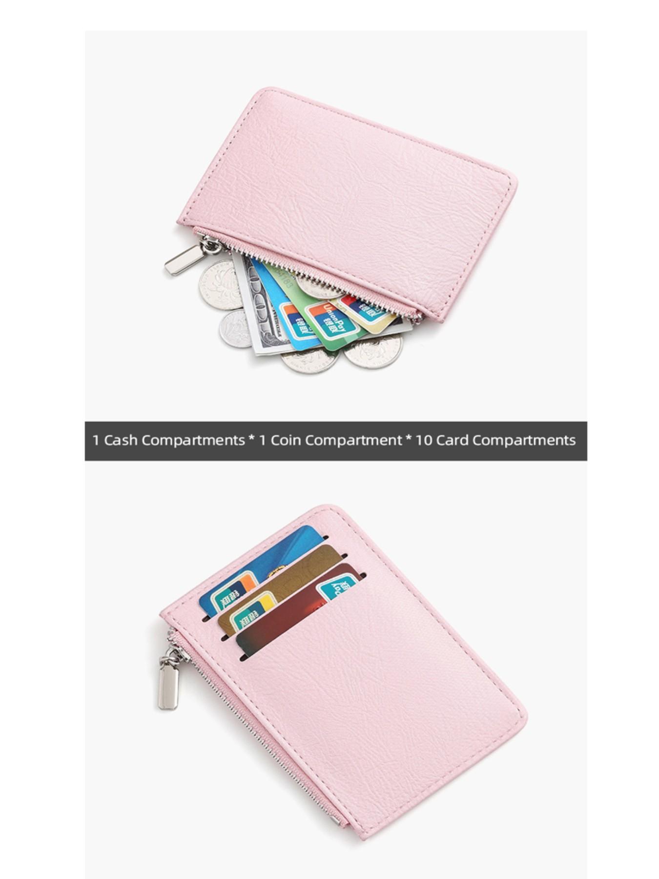 New Ultra-Thin PU Leather Wallet, Flat Pattern Coin Purse, ID Protection Case, Card Holder, Silver Color, Fashionable Accessory