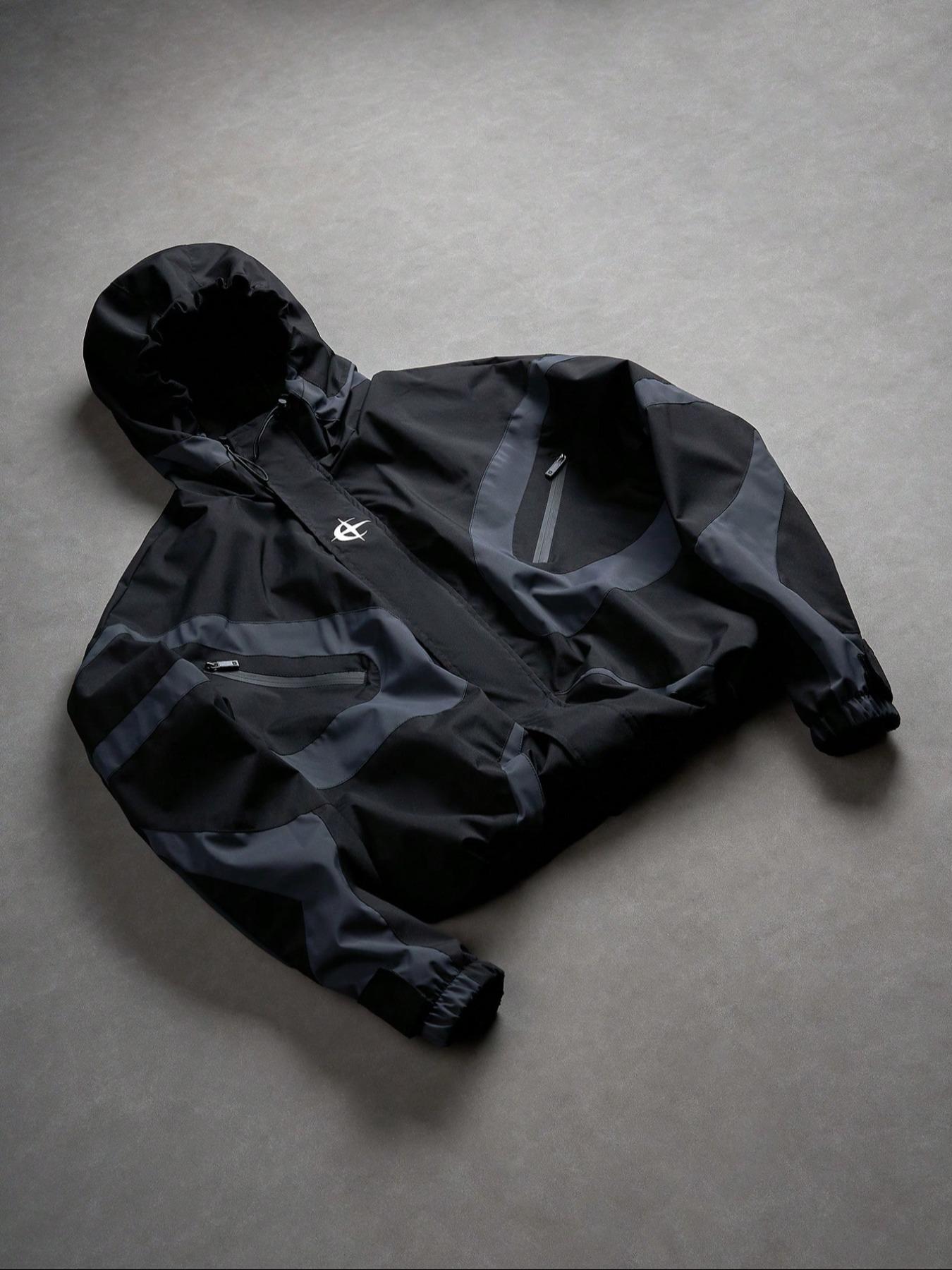 Men's Baseball Jacket High Street Patchwork Print Windproof Coat, Fashion College Style Long Sleeve Outerwear for All Seasons