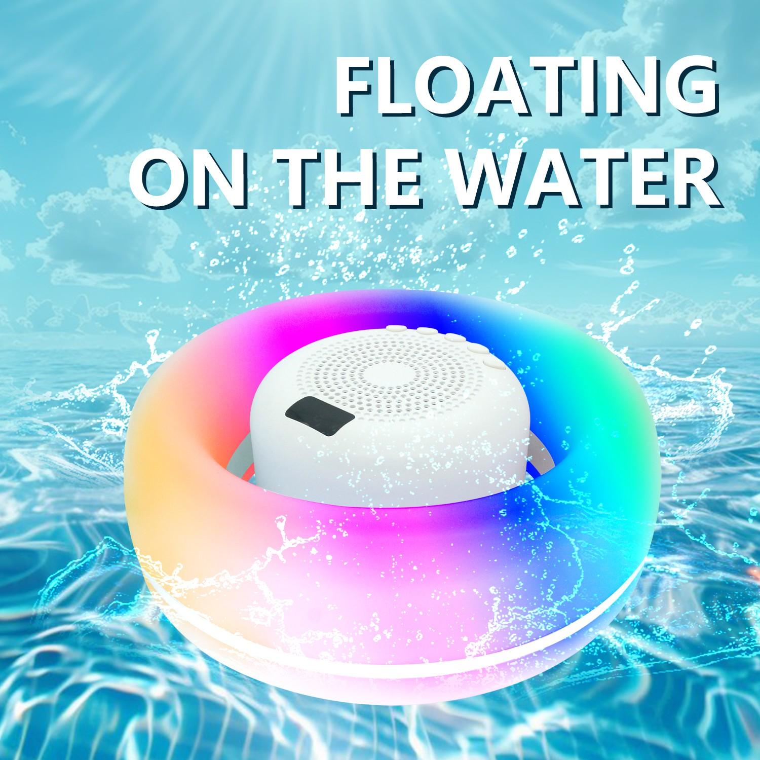 Floating Waterproof Bluetooth-compatible Speaker, Pool Bathroom Outdoor Use, RGB Lights, 10 Modes, Wireless Hands-Free Call, Portable Mini Speaker