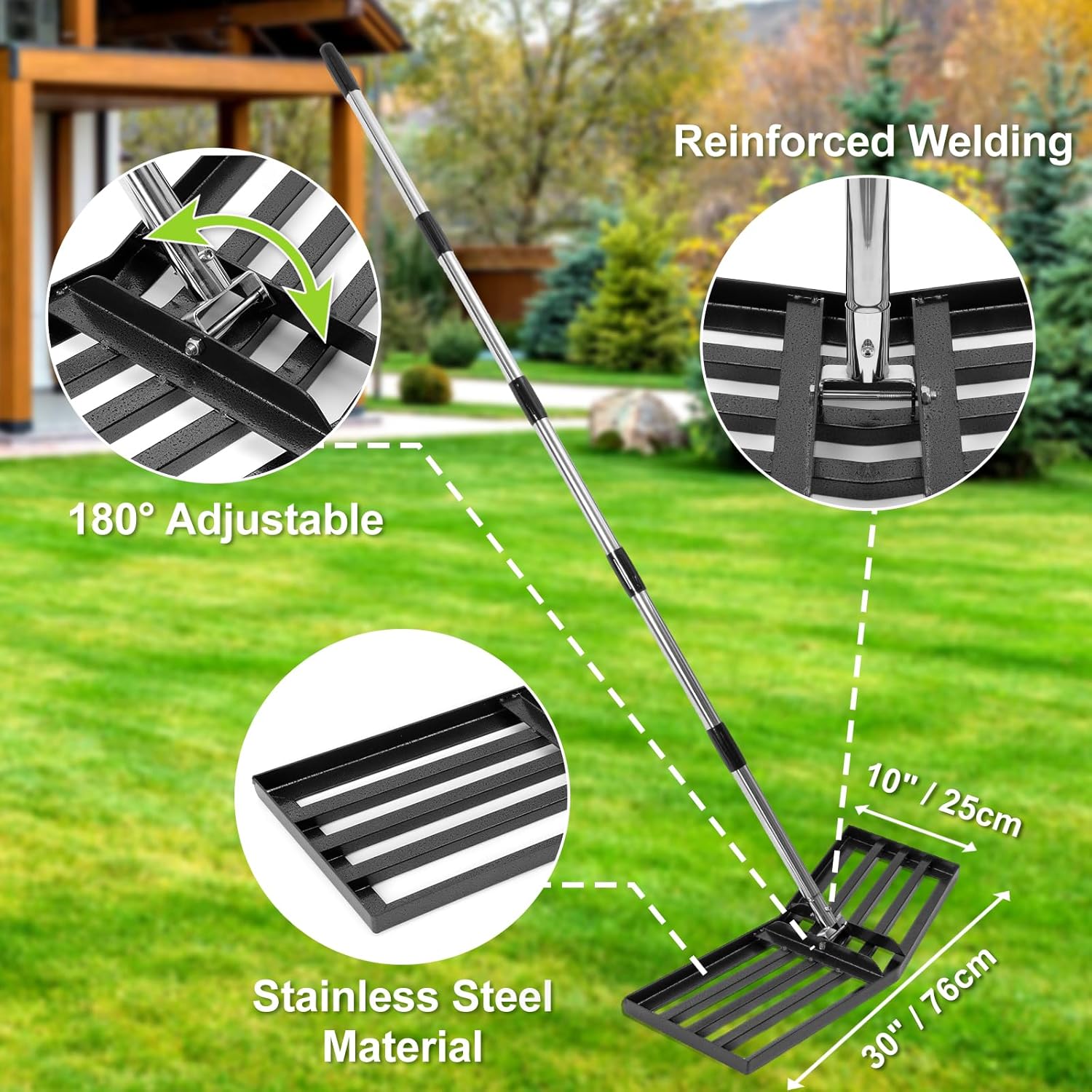 Upgraded Lawn Leveling Rake, 30"x10" Stainless Steel Yard Leveling Rake, 70" Adjustable Handle, Sand Leveling Rakes for Soil, Ground Leveler for Yard, Garden, Farm, Pasture Upgraded Lawn Leveling Rake, 30"x10" Stainless Steel Yard Leveling Rake, 70" Adjustable Handle, Sand Leveling Rakes for Soil, Ground Leveler for Yard, Garden, Farm, Pasture