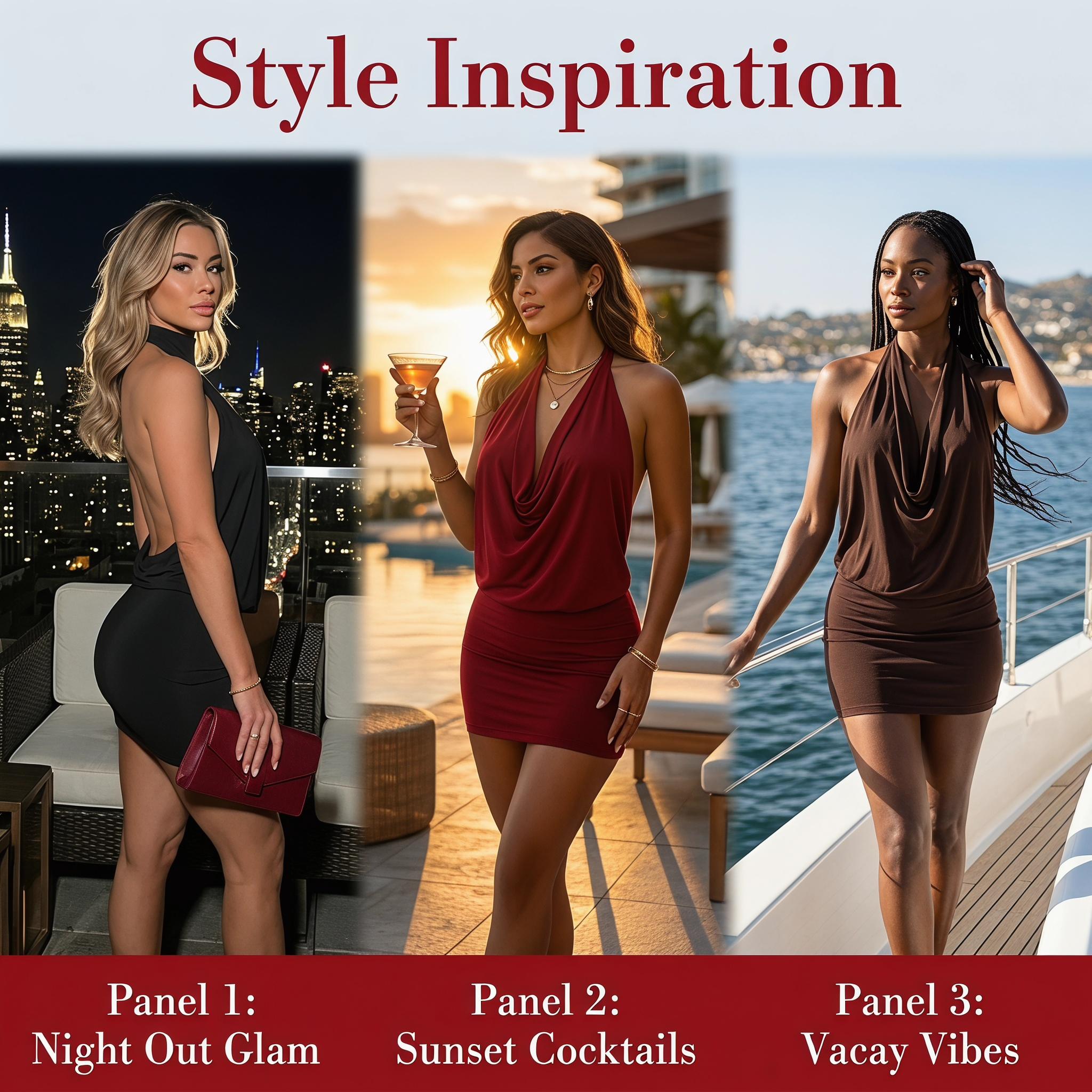 Women's Summer Sexy Halter Sleeveless Ruffle Twist Backless Bodycon Mini Dress for Party and Club, Boho Backless Dress, Womenswear