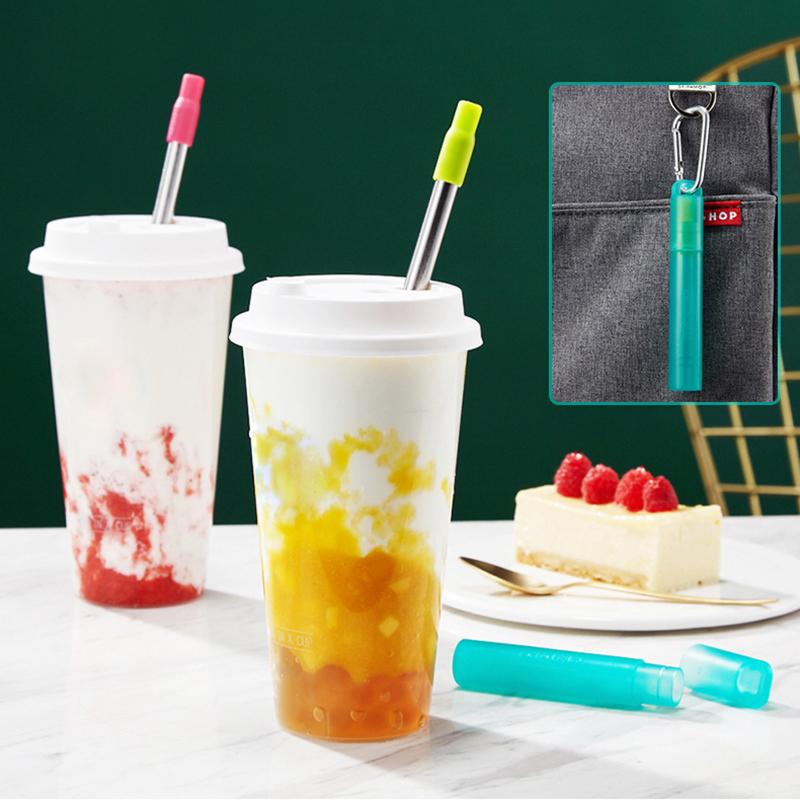 Telescopic Reusable Drinking Straws Stainless Steel Metal Straws Folding Straw Set With Case Cleaning Brush Camping Travel Straw Telescopic Reusable Drinking Straws Stainless Steel Metal Straws Folding Straw Set With Case Cleaning Brush Camping Travel Straw