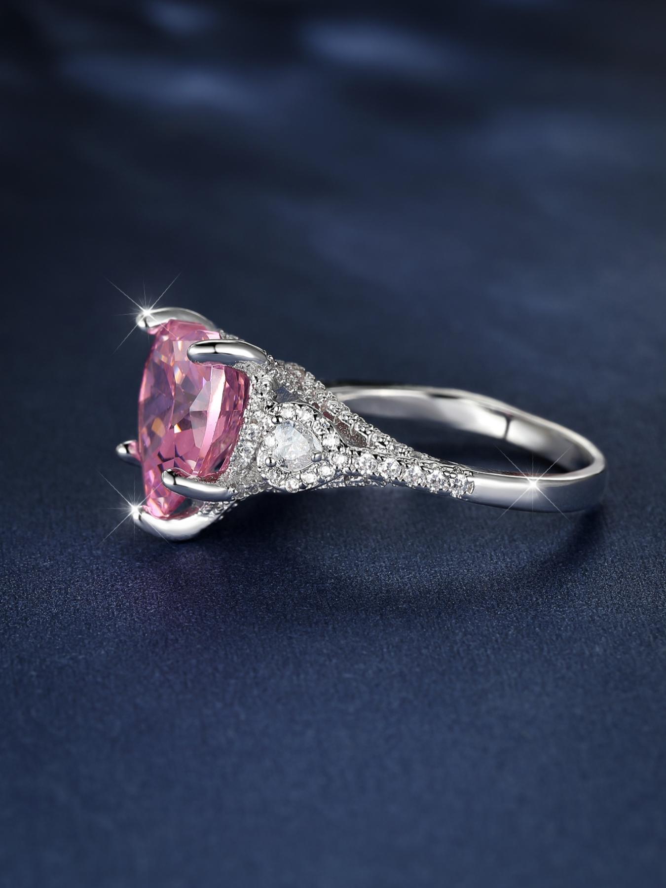 1 Piece Elegant Heart Shaped Artificial Zircon Ring, Fashion Accessories for Women, Trendy Accessories for Party and Daily Life, Valentine's Day, Girlfriend Gifts