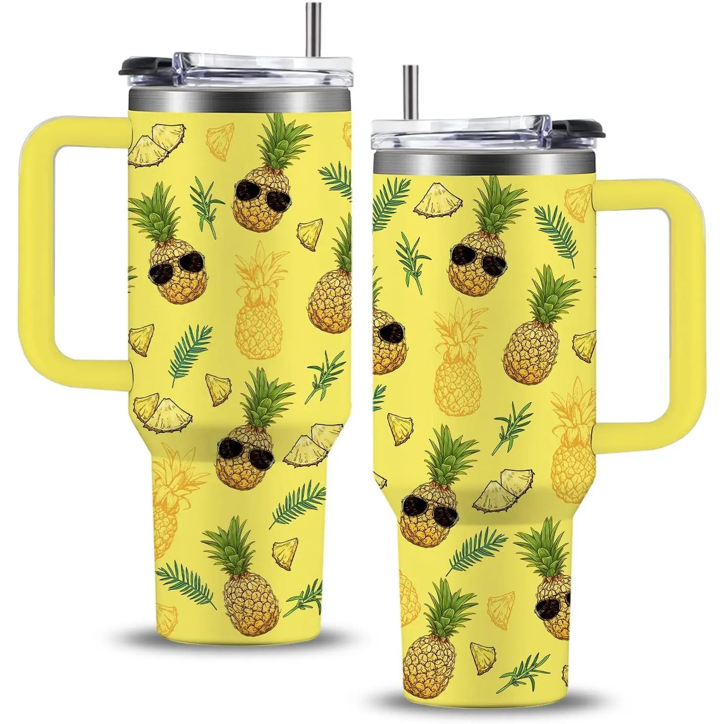 Pineapple Tumbler with Handle 40 oz, Pineapple Gifts For Women Girls, Birthday Christmas Funny Fruit Gifts for ananas Lover