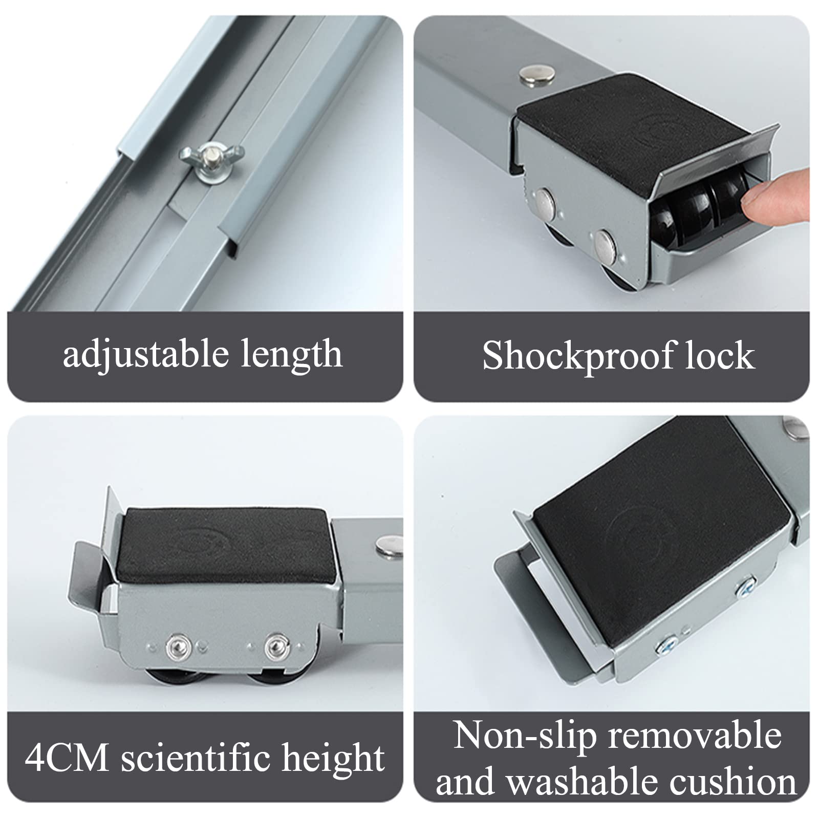 2-Piece Refrigerator Stand with Casters, Washing Machine Stand, Heavy-Duty Appliance Stand, Portable Washer-Dryer and Refrigerator Stand with Casters, Telescoping Appliance Casters with Brakes