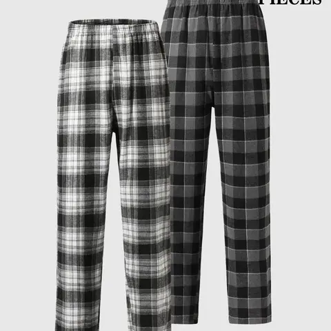 Men's Plaid Pajama Set, Elastic Waist Design, Soft Breathable Home Pants, Comfortable Sleepwear for All Seasons, Pajama Outfit, Pjs