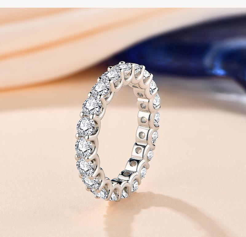 Round Cut 3.5mm Etenity Synthetic Moissanite Ring Band D Color VVS1 Engagement Wedding Bands For Women Birthday Gift R053