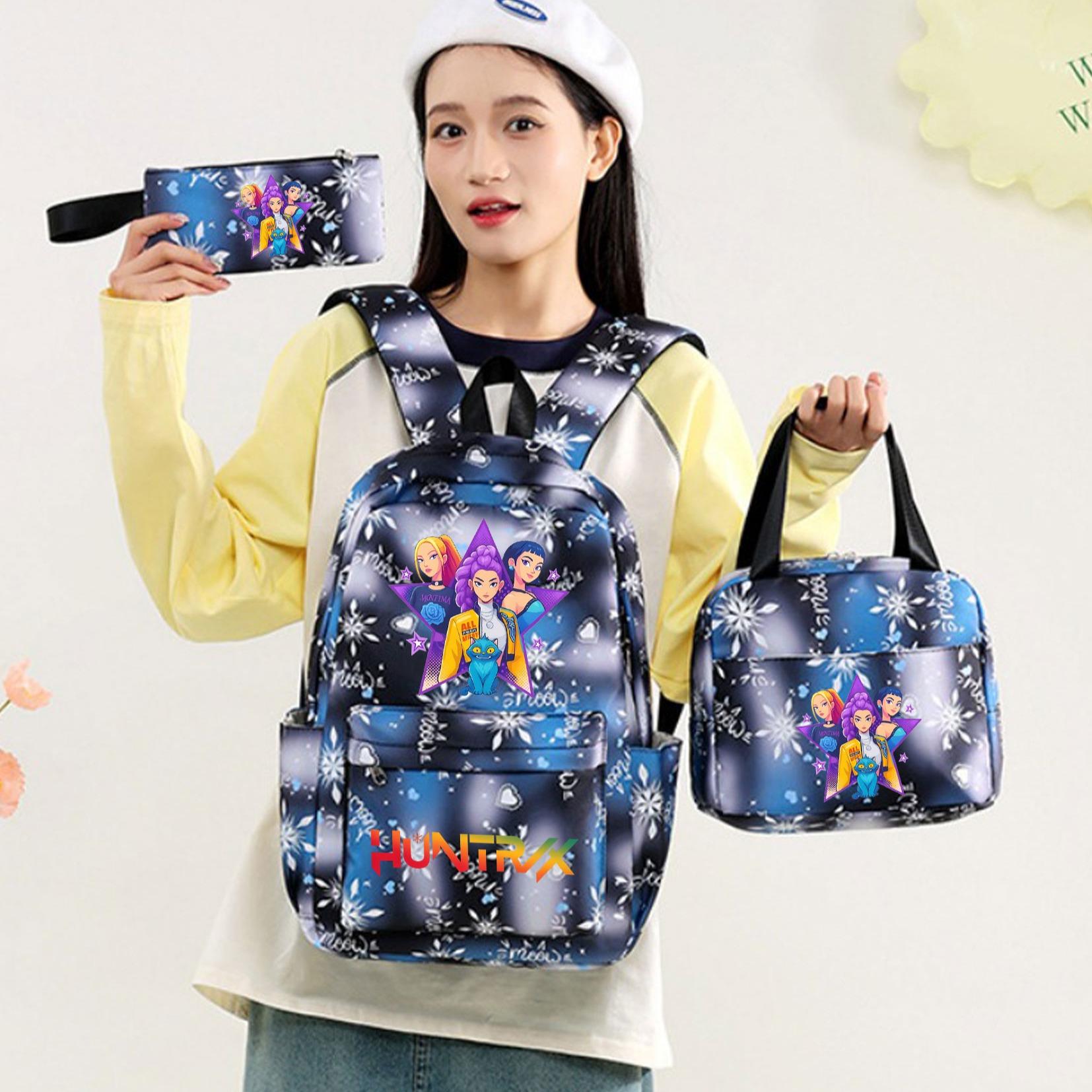 3pc Snowflake Backpack Set, Christmas Theme, High-Definition Print, Unisex Casual Bag, Multiple Scenarios, Durable & Stylish Design, School Backpacks
