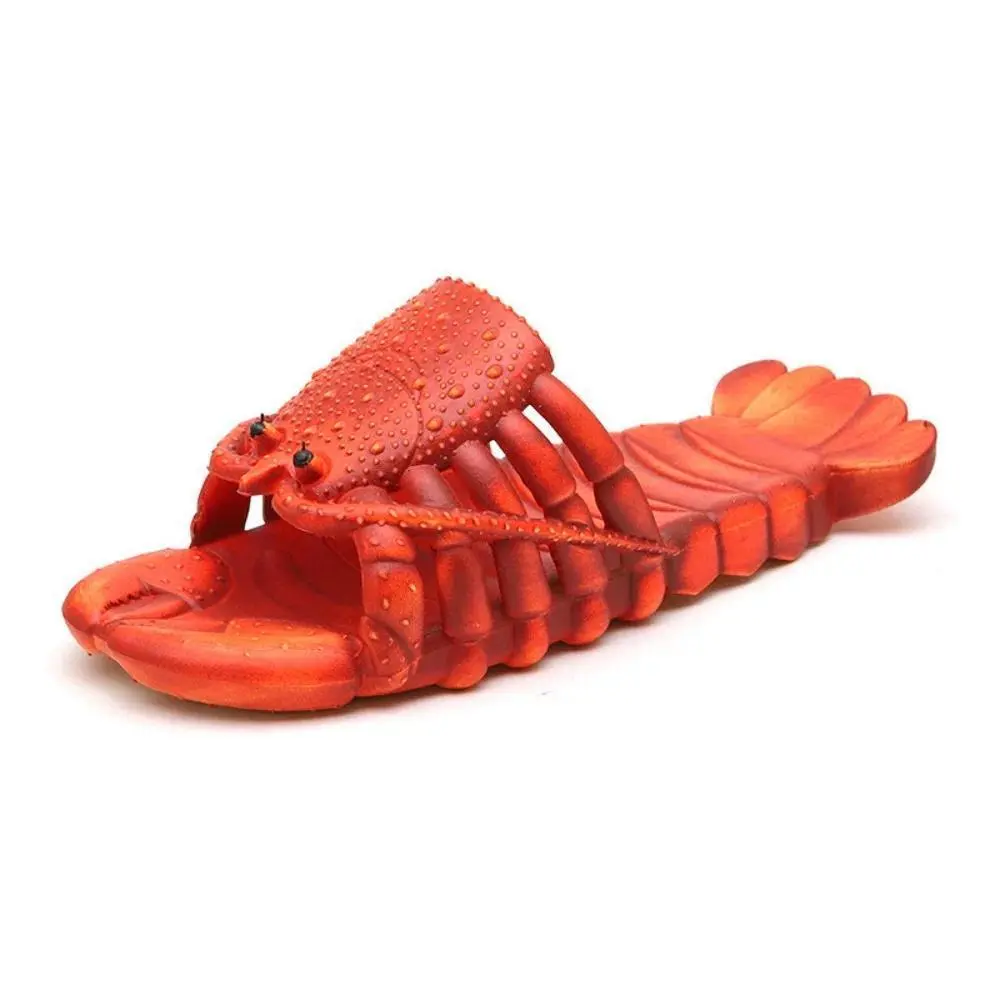 Unique Non-Slip Lobster Slippers PVC Soft Sole Slides Sandals Funny Beach Wear Shoes Cartoon Shrimp Slippers Seaside