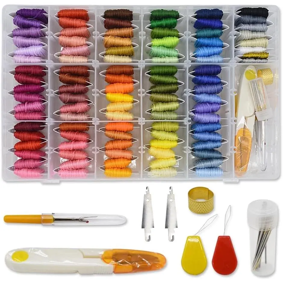 96 Colors 100% Cotton Embroidery Floss Thread Kit with Floss Bobbins, Cross Stitch Supplies for Bracelets and Crafts