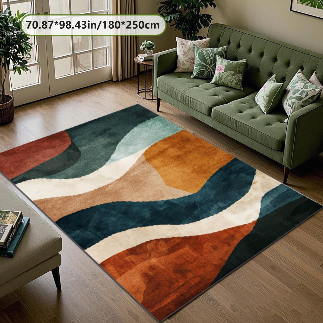 Velvet soft and comfortable patterned printed carpet, Geometric pattern rug, suitable for multiple scenarios, available in various sizes, soft and non-shedding.
