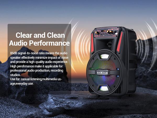 Portable Bluetooth PA Speaker 8" Subwoofer Wireless Rechargeable Speaker With Microphone FM Radio LED