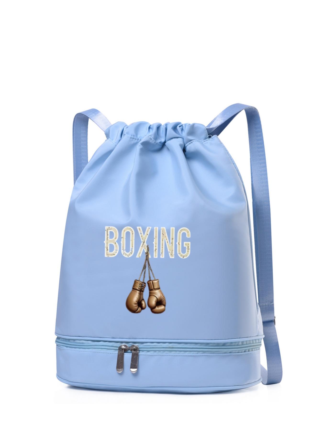 Boxing Glove Letter Print Backpack, Fashionable Simple Versatile Bag, Drawstring Closure, Adjustable Straps, Independent Compartment, All-Season Use