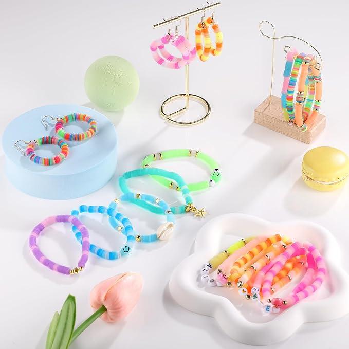 Funtopia Jelly Color Clay Beads Bracelet Making Kit, 5000+Counts Heishi Beads Polymer Clay Beads for Jewelry Making, Friendship Bracelet Kit with Alphabet Letter Beads Smile Face Beads for Girls Gifts Crafts Diy Handmade