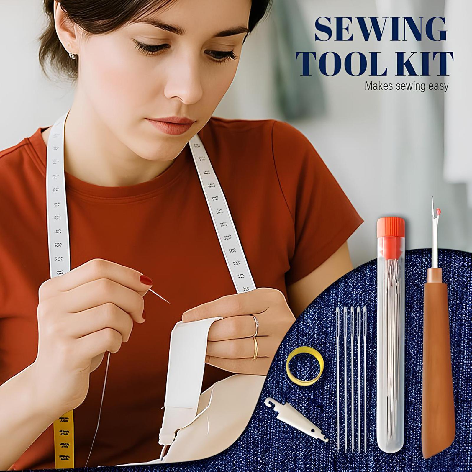KOMOX 36PCS Sewing Tool Set, Needle Thread Hand Repair Kit for Beginners, Mini Sewing Kit for Mending Clothes, Include 25 Steel Needles, 3 reels of Thread, Seam Ripper, 2 Needle Threader, 2 Thimbles