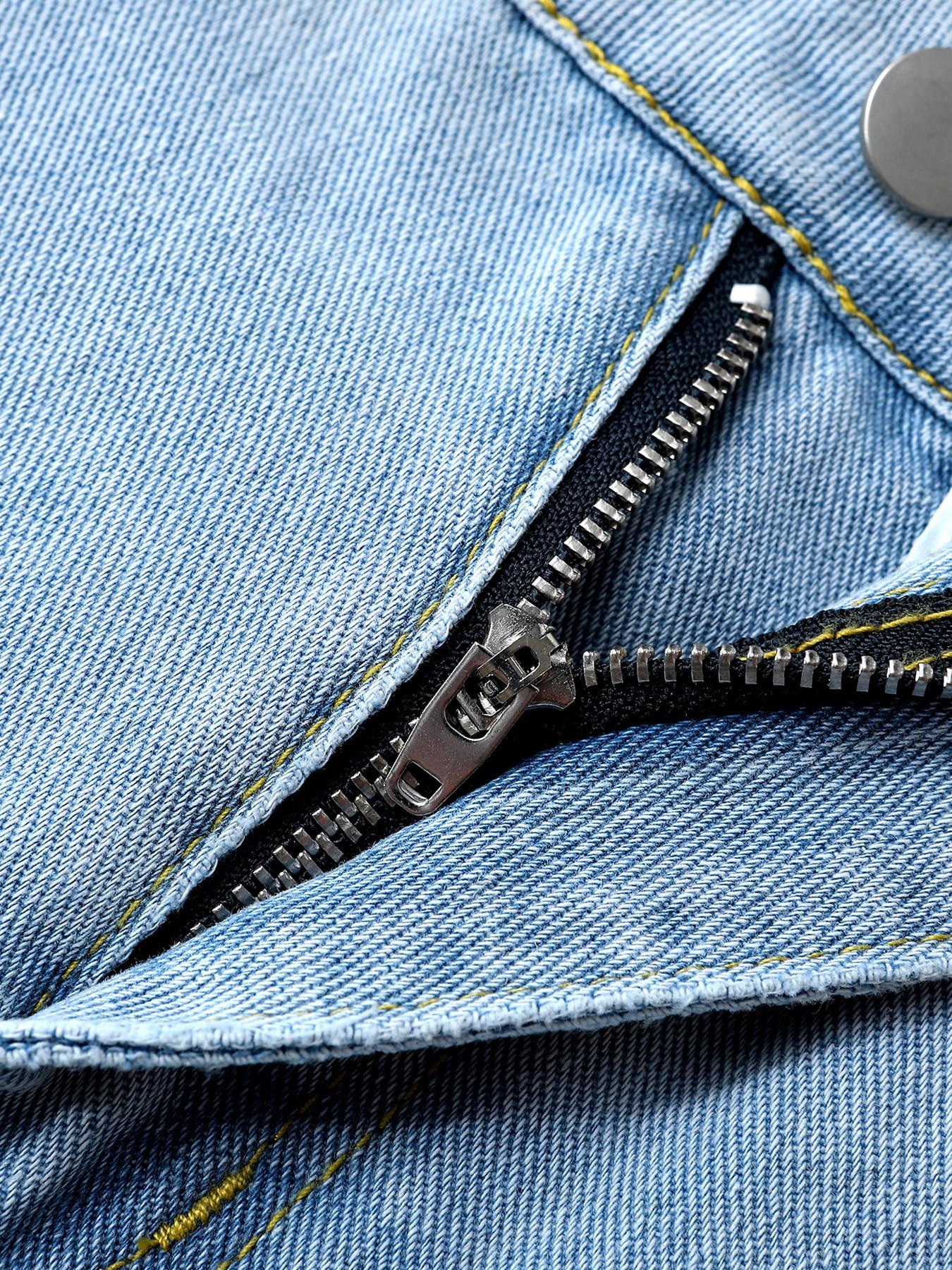 Men's Loose-Fit Denim Shorts, Spider Web Print, High-Quality Cotton, Zipper Closure, Street Style, Music Festival, Avant-Garde Fashion