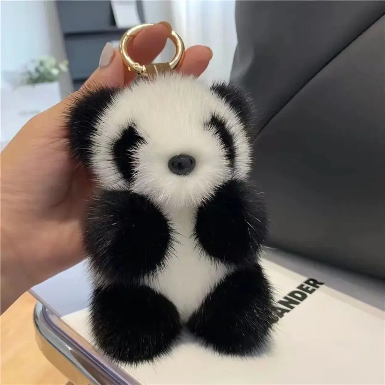 Soft Plush Panda Keychain - Clip-On Bag Charm, Durable Key Ring, Girly Ornament, Practical Holiday Gift for Women’s Purses & Girlfriends, Backpack Accessory, Bag Charms