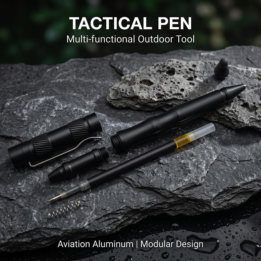 Tungsten steel window breaker multifunctional tactical pen with touch screen head signature self-defense pen outdoor combination tool