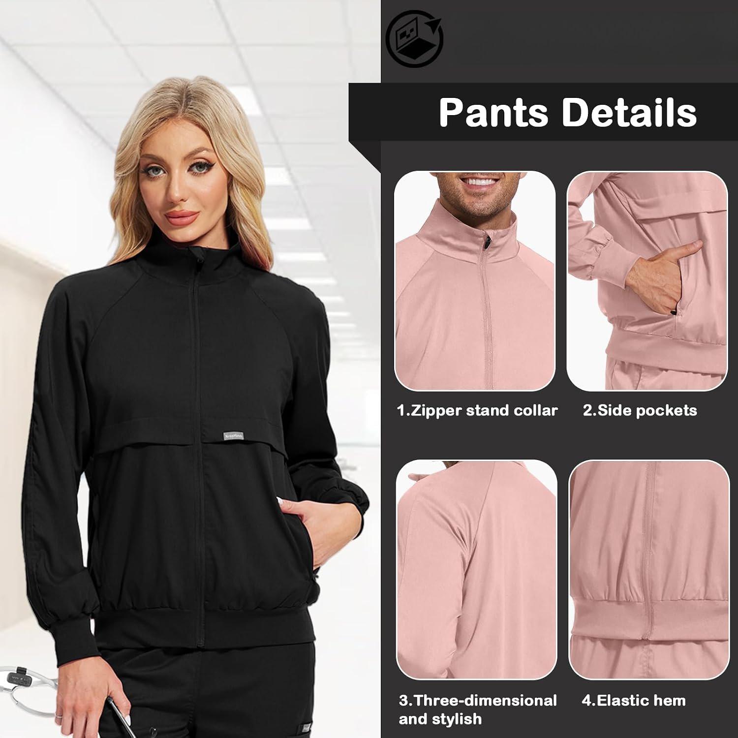 Scrub Jackets long Sleeve Scrub Jackets Soft stretch nurse jacket with side pockets for Unisex Workwear Scrub Jackets long Sleeve Scrub Jackets Soft stretch nurse jacket with side pockets for Unisex Workwear