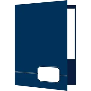 Monogram Executive Twin Pocket Folders, Letter Size, Blue with Gold Foil Trim, 4 Pack (04162)