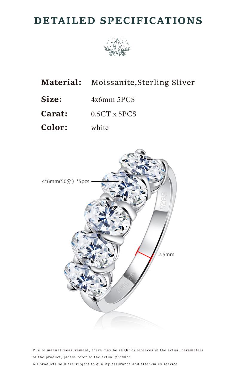 Brilliant 5-Stone Oval-Cut Synthetic Moissanite chunky Ring, Timeless s925 sterling silver Cluster Engagement Ring, Perfect Gift for Anniversary Rings