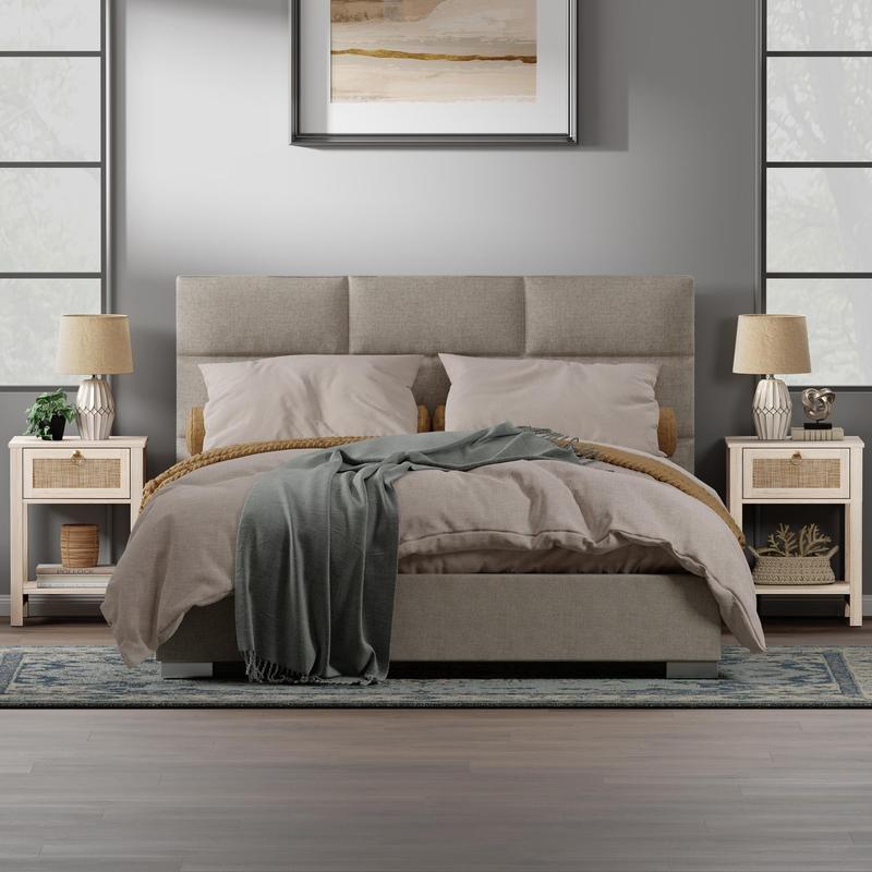 SICOTAS Nightstand Set of 2 - 15.2" x 17.7" x 23.6" Size Elegant Rattan Decor Drawer with Brass Knobs Night Stand Engineered Wood Bedside Table Boho End Tables Side Tables with Storage Shelf for Bedroom and Living Room