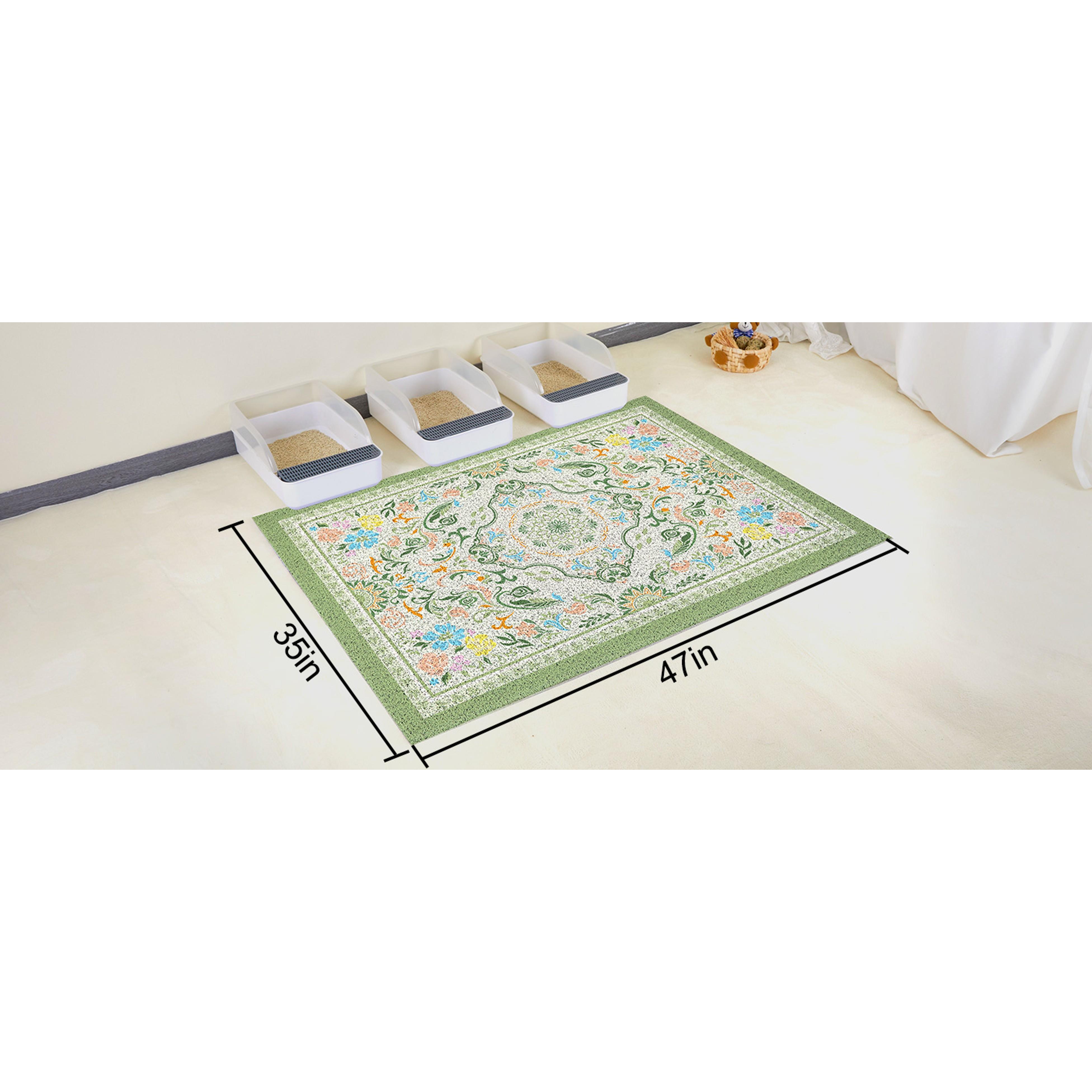 Cat Litter Mat with Non-Slip Bottom Litter Box Mat 33"X22" Litter Trapping Mat Easy to Clean Washable Cat Food Mat for Kitty
