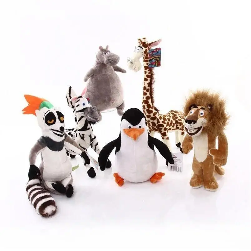 2026 hot item1pc 20-35cm 6 Styles Madagascar plush toy stuffed soft animal dolls giraffe hippo lion penguin zebra lemurs figure gift for kids Popular toys