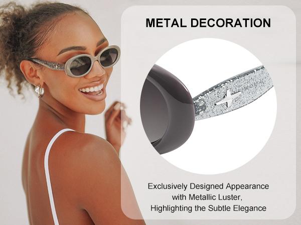 SOJOS Small Retro Oval Polarized frame for Women Men 90s Vintage UV400 Protection Sunglasses