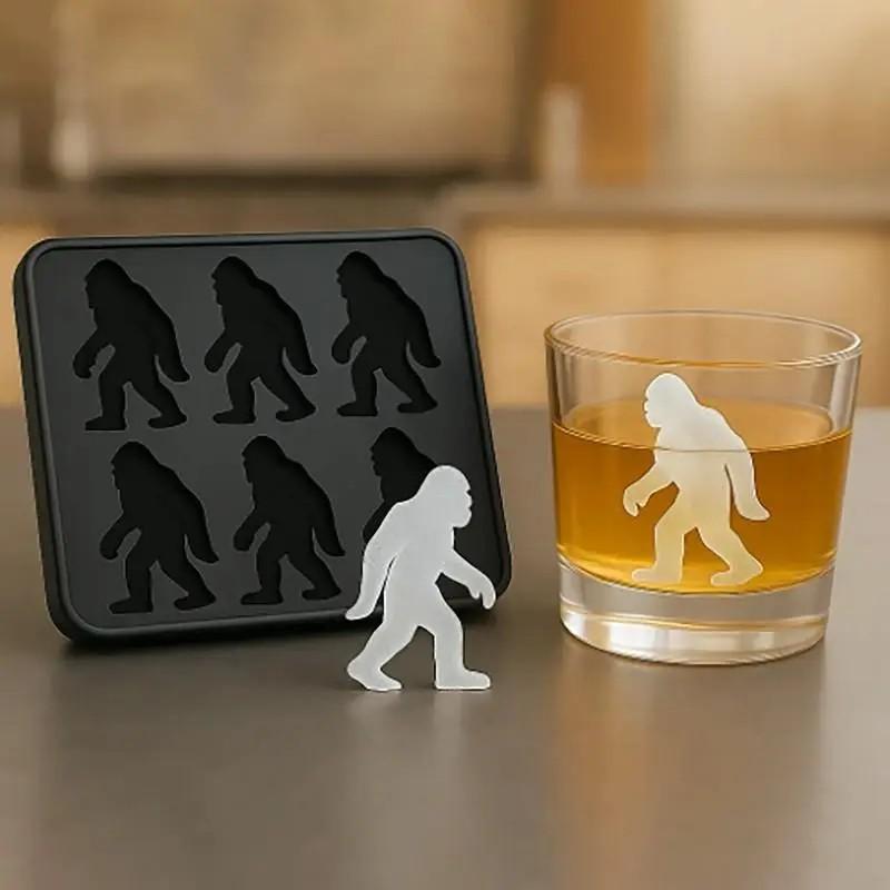 Bigfoot Ice Mold, Sasquatch Shape Silicone Ice Cube Molds, Funny Silicone Popsicle Molds for Halloween Party Drinks, Easy Release & Dishwasher Safe Utensils
