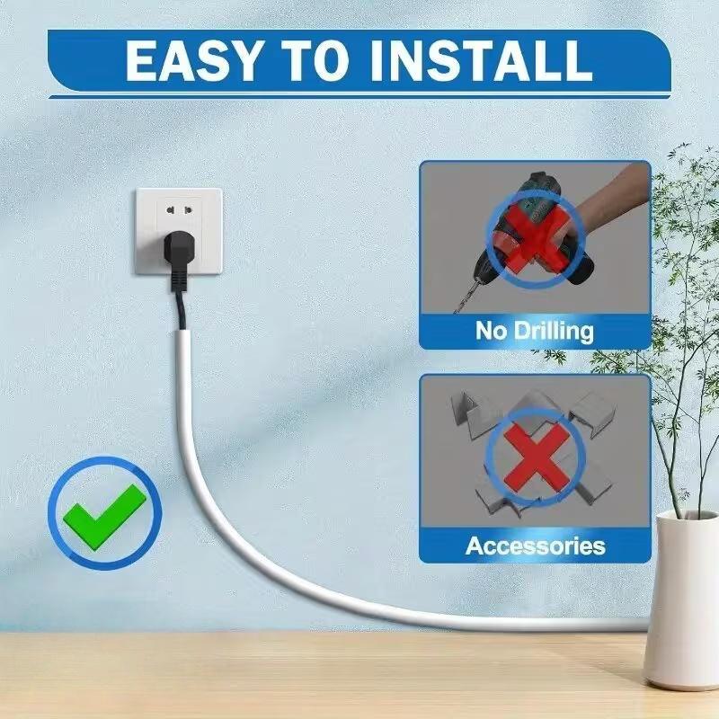 1pc of Self-Adhesive White Cable Cover- Available in Lengths of 1meters, 2meters. This Half-Round Wire Protector Is Designed for Mini Flexible Cables, Made from PVC Material, Conceals Cords And Helps Prevent Tripping Hazards