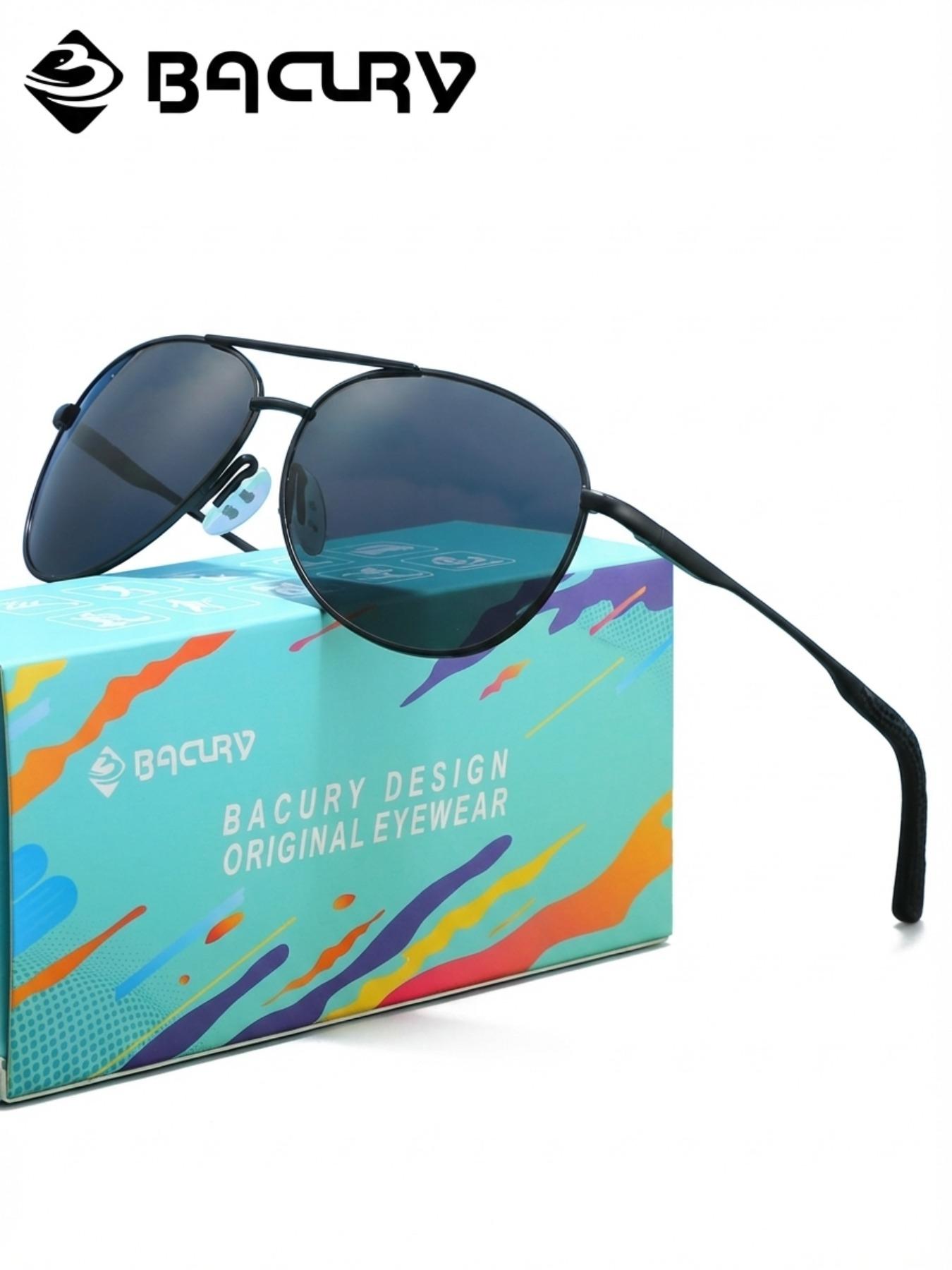 BACURY Beach Vacation Polarizer Sunglasses, Men'S And Women'S Stainless Steel Oval Frame, Outdoor Travel Reduces Glare, Versatile, Uv Resistant
