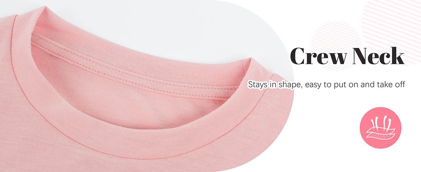 Girls Short Sleeve T-Shirts, Crewneck Solid Casual Tops for Kids, Summer Tees Ages 5-14