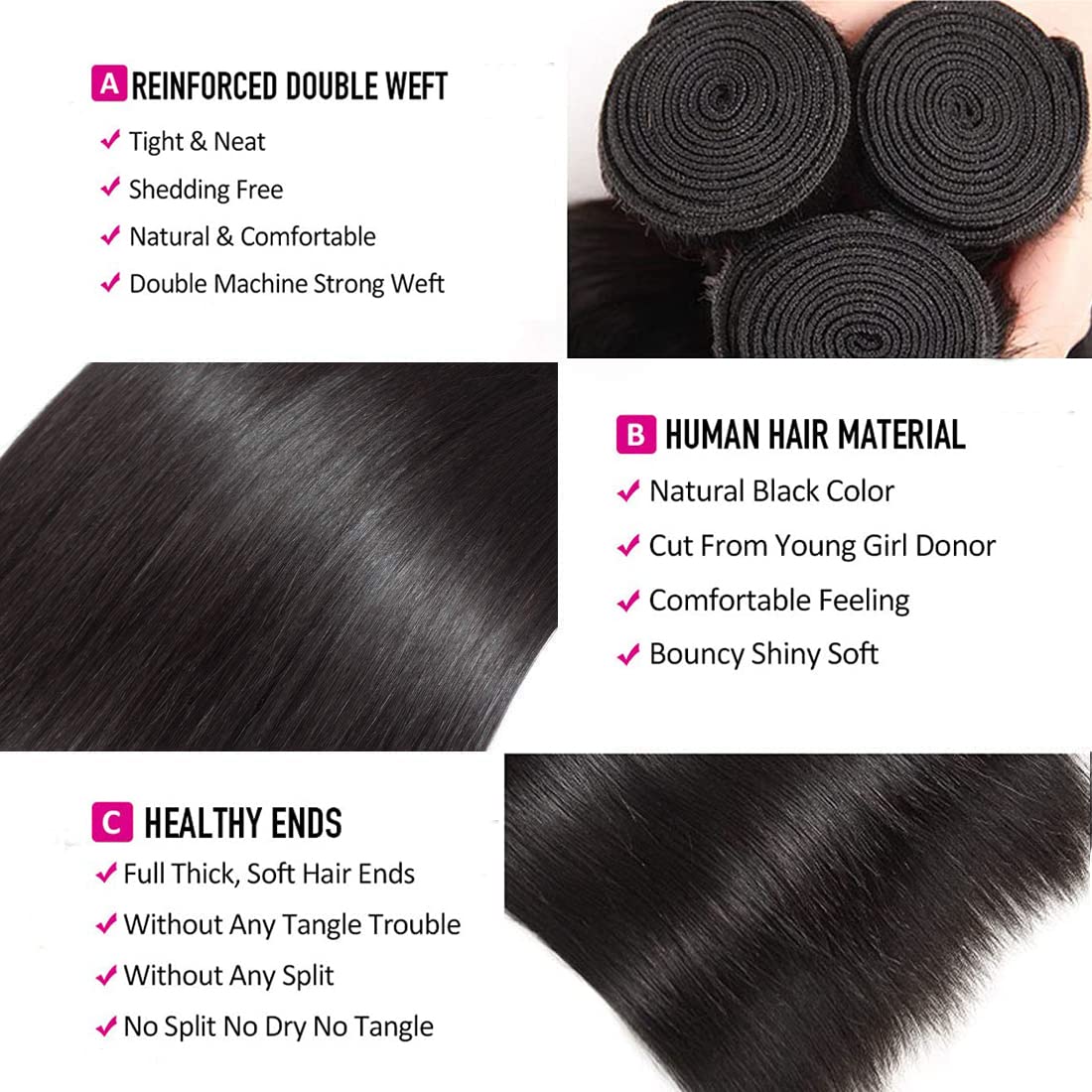 VIPbeauty 12A Straight Hair Bundles Brazilian 100% Unprocessed Virgin Hair Straight Weave Bundles Human Hair 1/3 Bundles Deals VIPbeauty 12A Straight Hair Bundles Brazilian 100% Unprocessed Virgin Hair Straight Weave Bundles Human Hair 1/3 Bundles Deals