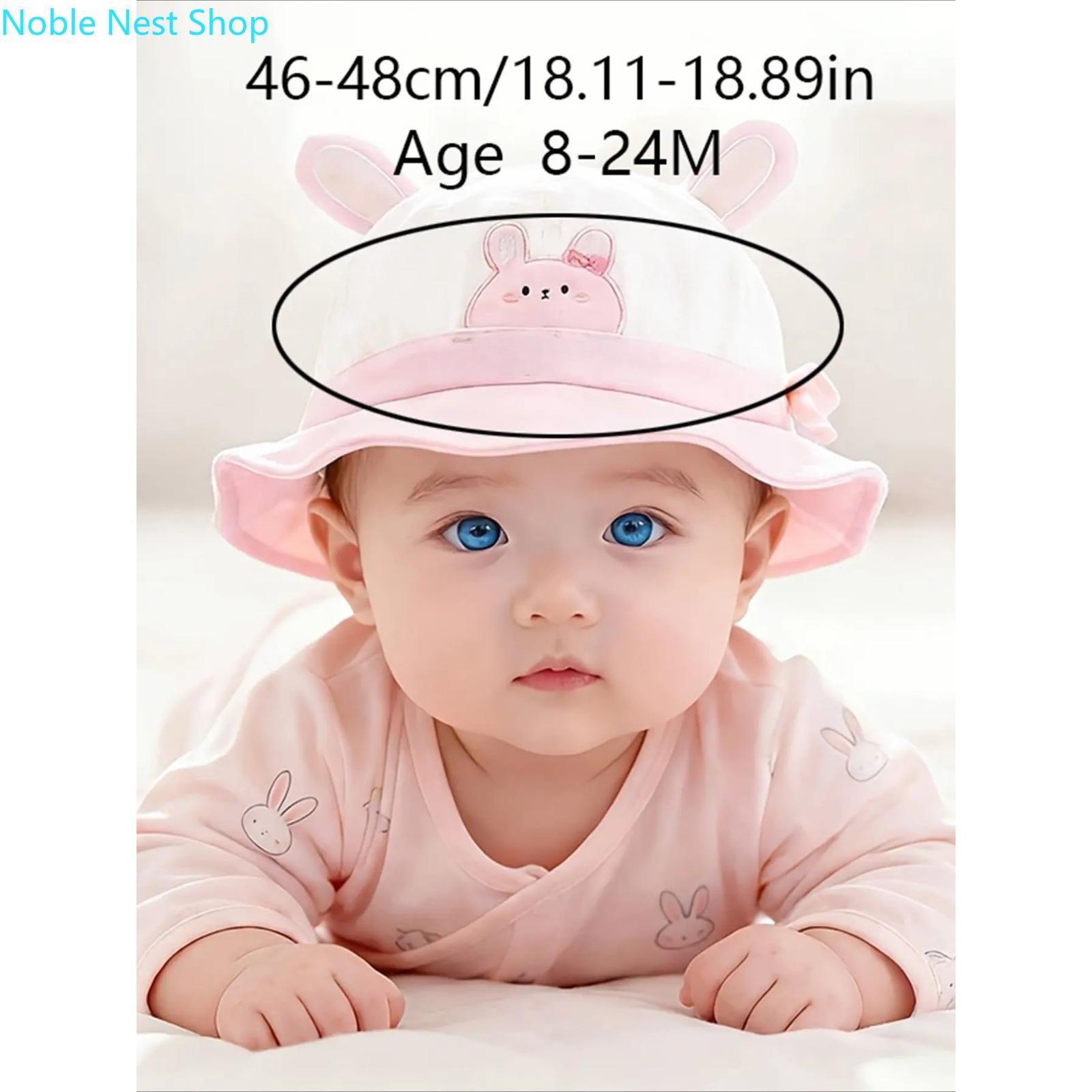 Toddler Cartoon Animal Bucket Hat with Embroidered Bunny Ears, Unisex Cute Headwear for Daily Outdoor Use in Spring