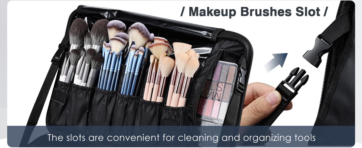 3 Layers Extra Large Makeup Case with Mirror 3 Clear Bags Shoulder Strap Trolley Sleeve Travel Train Case Professional Makeup Box Nail Organizer Salon Barber Suitcase