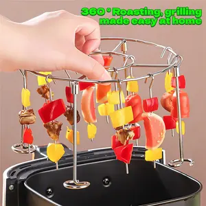 Stylish 2026 Vertical Skewer Rack with 24 Skewers, Designed for 3QT–6QT Air Fryers, Ovens & Small Grills, Ensures Even Heating & Prevents Burning, Ideal for Kebabs, Vegetables & Sausages, Practical Kitchen Accessory