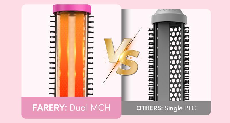 Farery Hot Brush, Digital Display 9 Temps Thermal Brush, Dual Voltage, Comfort