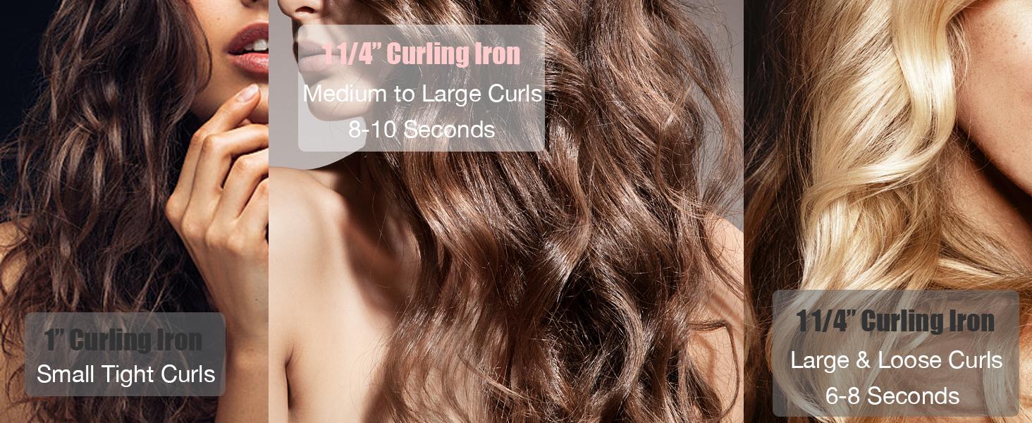 Lanvier 1 Inch Extra Long Hair Curling Iron with Ceramic Tourmaline Barrel, Professional Hair Curler up to 450°F with Dual Voltage for Worldwild Use, Hair Waving Style Curling Tool to Creat Small curls to Medium curls for Girls & Women–Black Comfort