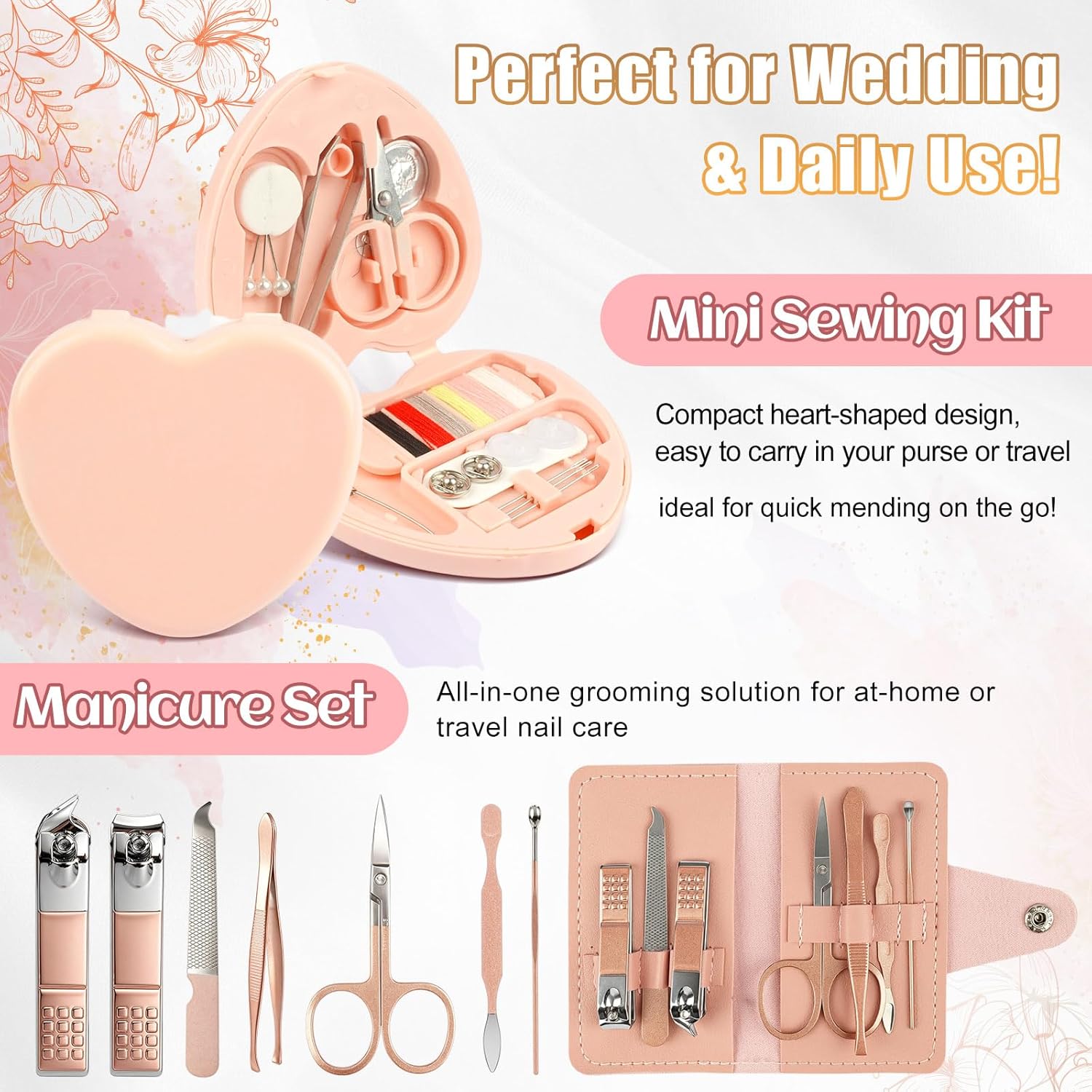 Bridal  Kit for Wedding Day, 180+ Pieces Women's Wedding Day Essentials  Kit with Makeup Bag, Travel Essential Items for Work Daily Use