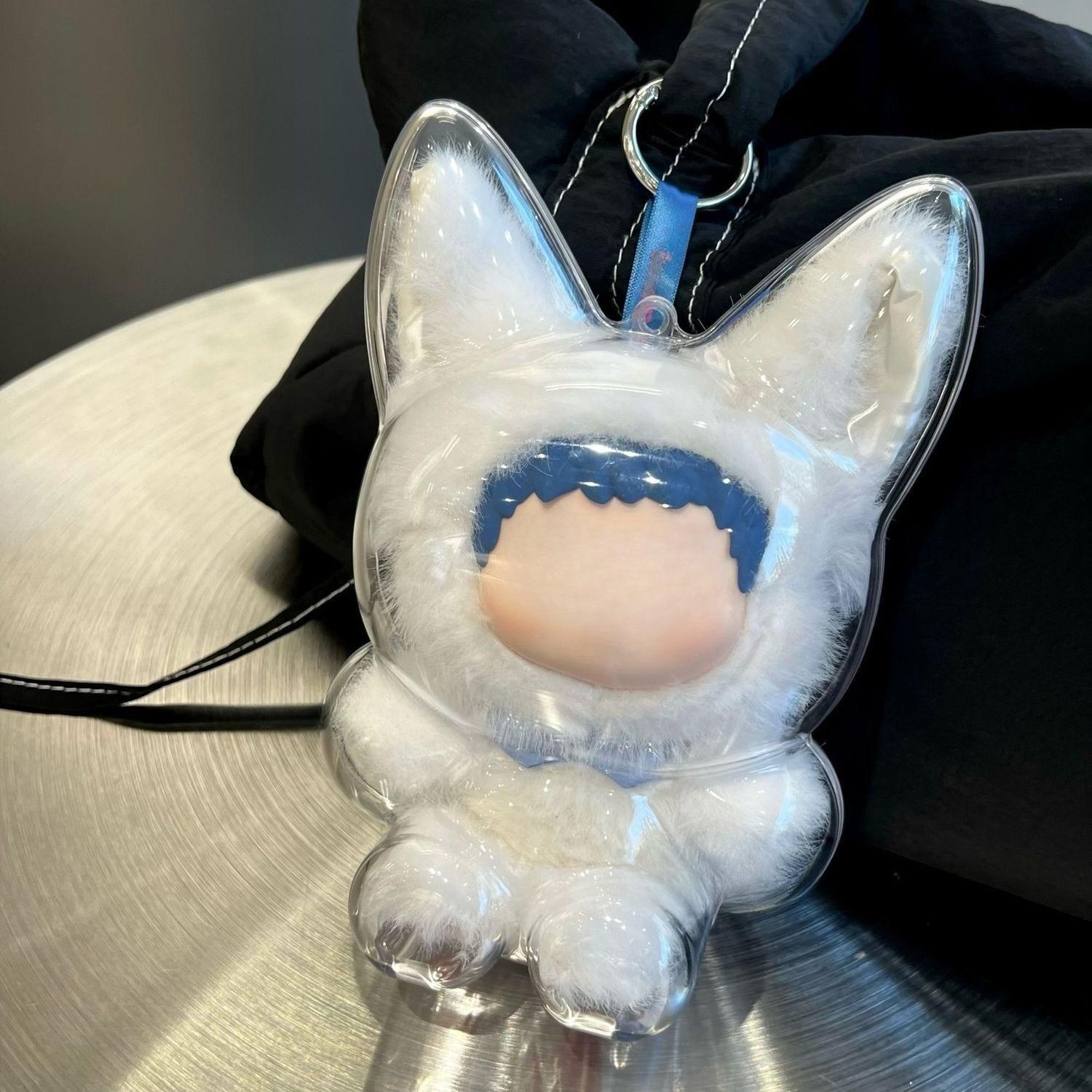 Fox and Bunny Blind Box Display Case - Clear PVC Dust-Proof Protective Box for Plushies & Figures, Cute Elf Collection Organizer, Desktop Decor for Kids & Adults, Compatible with WAKUKU (Box Only)