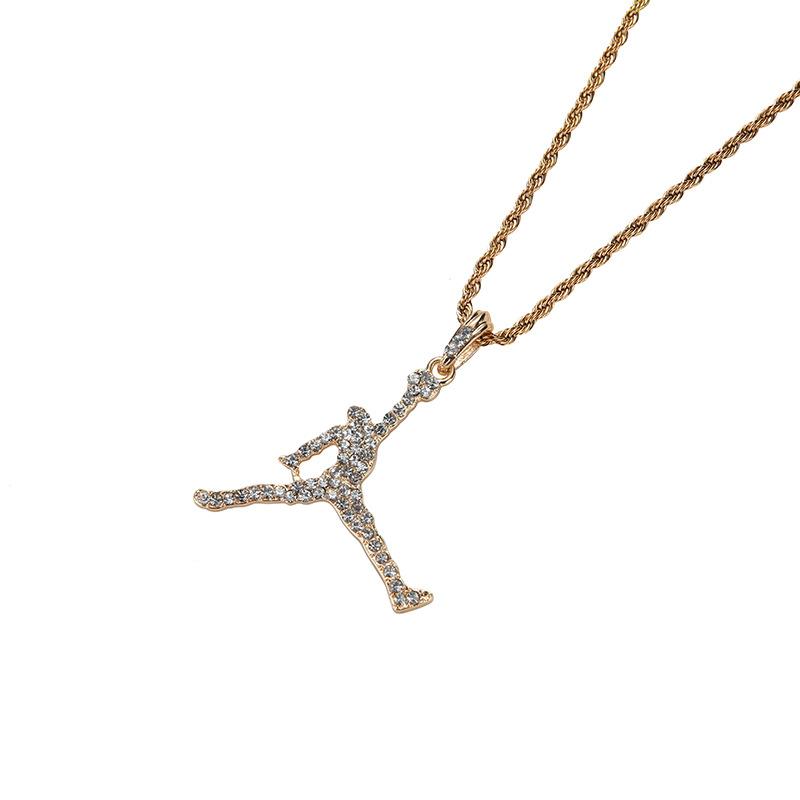 European and American hip-hop personalized portrait pendant with a sporty style, paired with a 3mm twisted chain necklace, men's slam-dunk pendant, vintage accessory