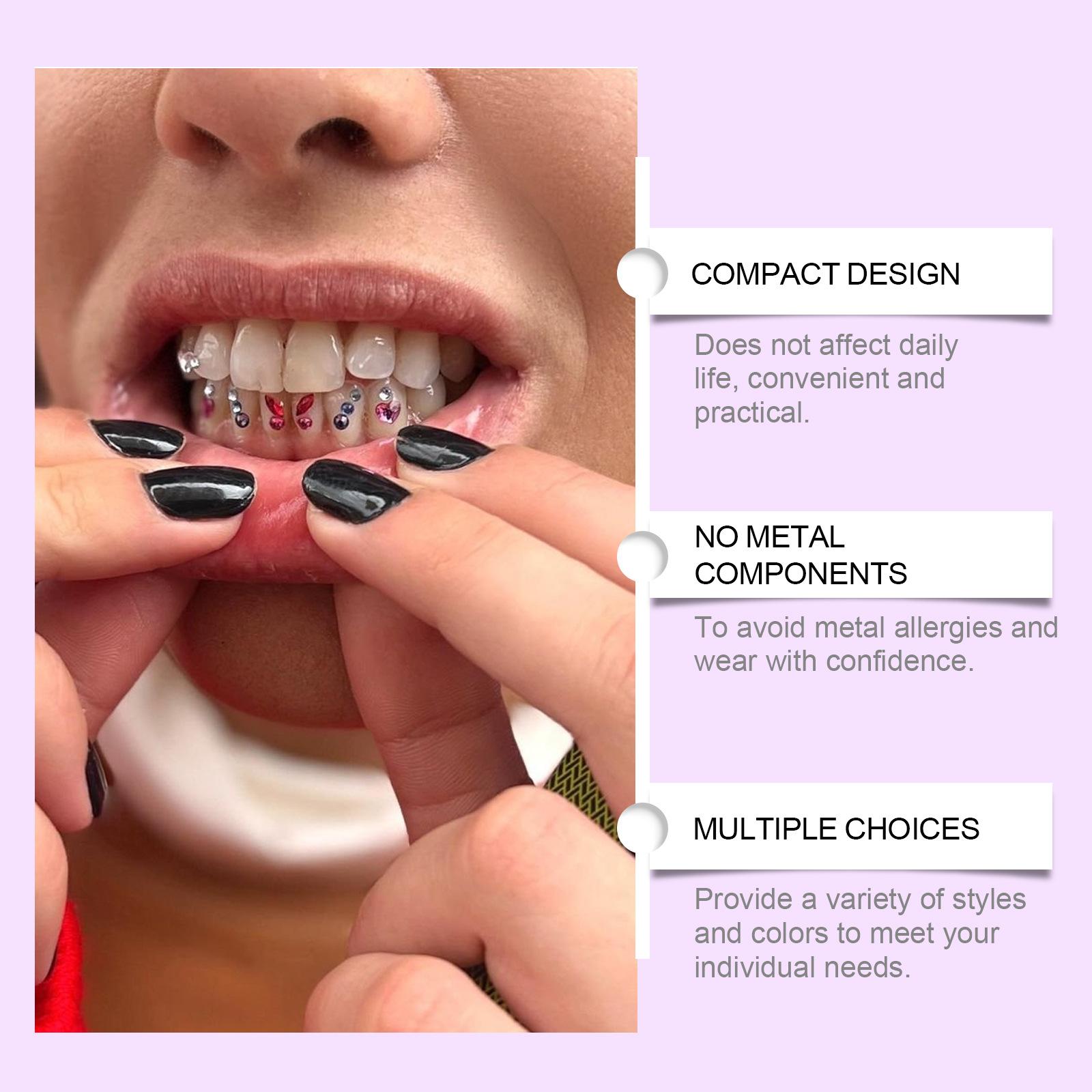 Crystal tooth gems, sparkling tooth gems, decorative and fashionable teeth stickers to enhance the brightness of your smile, portable crystal tooth gems