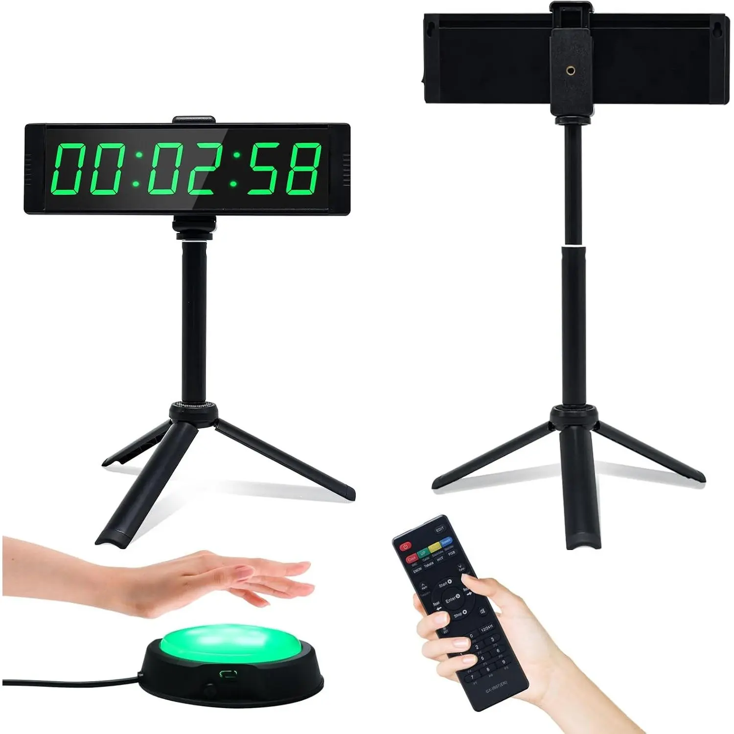 Gym Timer Clock for Home Gym, Fitness Timer with Stopwatch Button, Large Digital Stopwatch Countdown Clock, 12/24H Digital Wall Clock, with Stand