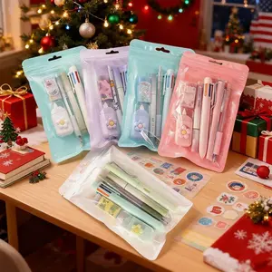 The new 6-piece stationery set includes a ballpoint pen, an eraser, six-color fountain pen, and a multi-functional writing tool. It is an ideal office and study item and is suitable as a gift for the start of the school year, Halloween, Christmas, birthda