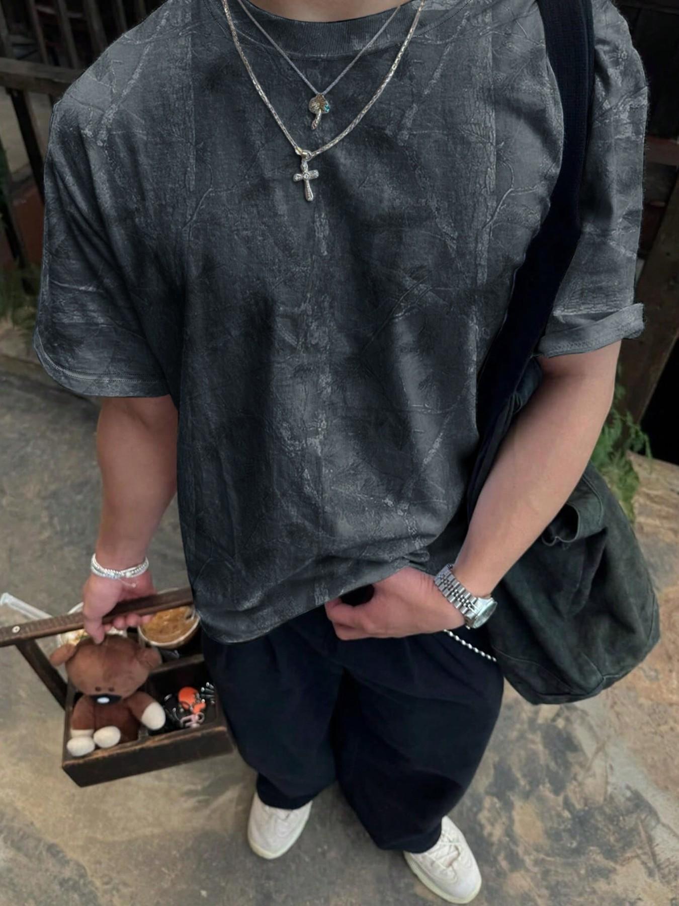 Unisex's Regular Fit All Over Print Short Sleeve Tee, Casual Streetwear Fashion T-shirt for Summer, Unisex Top for Daily Wear, Man