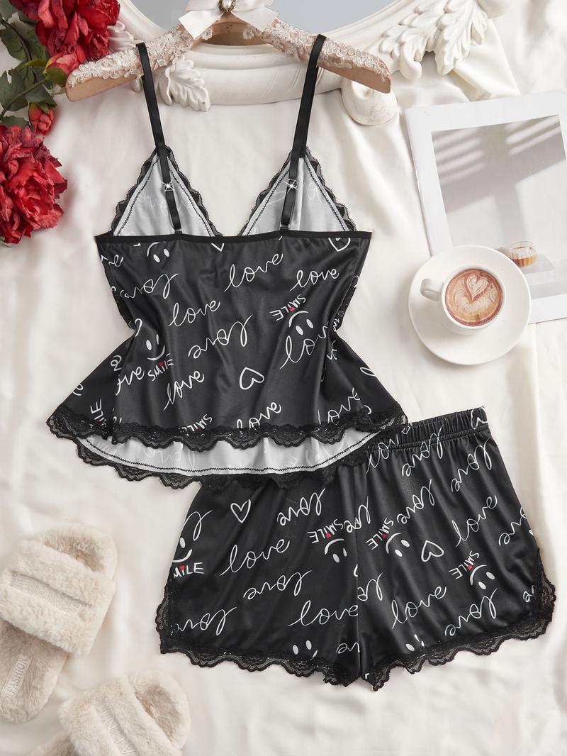 Women's Sleepwear Set with Shorts, Casual Fitted Design, All-Season Comfortable Loungewear, Plain Pattern, No Ca Prop 65 Warning