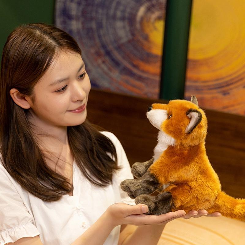 Reallife Fox Plushie Stuffed Wild Animals Lifelike Doll Home Decor Toys Simulated Fox Doll Kids Birthday Xmas Gifts