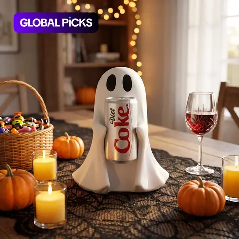 1 Piece Ghost Hugging Drink Can Synthetic Resin Ornament, Halloween-Themed Home & Room Decor Statue, Unique Artwork, Ideal Gift, Cute Spooky Statue #GLOBAL PICKS